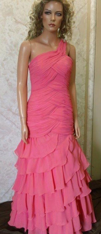 coral chiffon bridesmaid dress